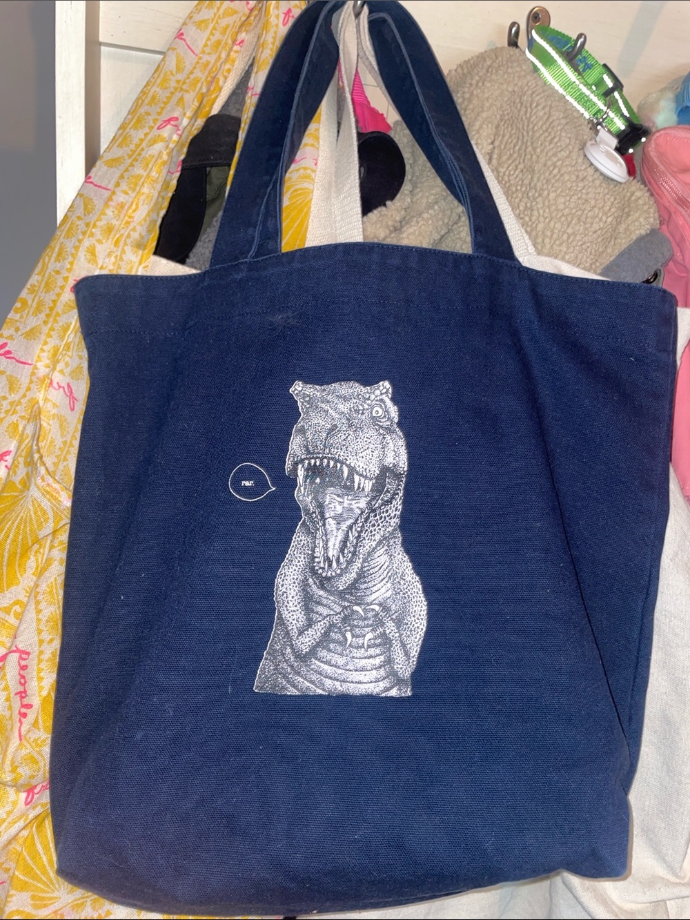 Black Dinosaur Tote Bag - Canvas Reptile Print
